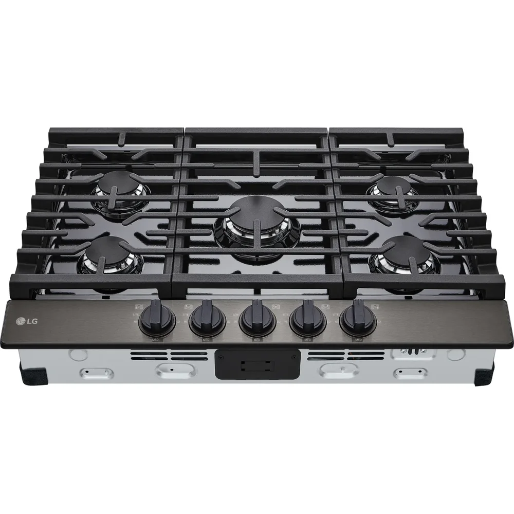 LG 30 in. 5-Burner Gas Cooktop with UltraHeat™ 20K BTU Burner - Black Stainless Steel