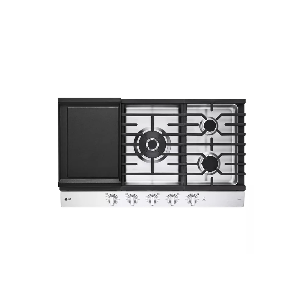 LG 36 In. Smart Gas Cooktop with UltraHeat™ Dual Burner and LED Knobs - Stainless Steel