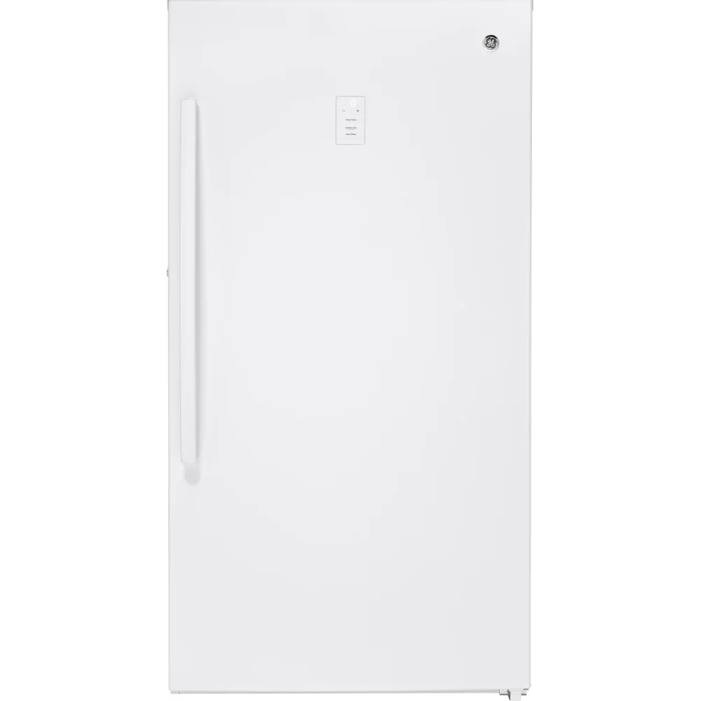 GE 17.3 Cu Ft Garage-Ready Upright Freezer with Frost Free and LED Lighting - White