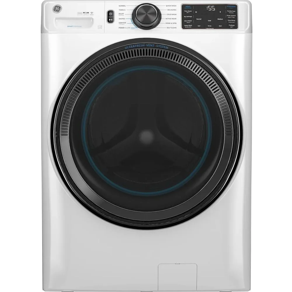 GE 5.0 cu. ft. Smart Front Load Washer with Sanitize Cycle in White