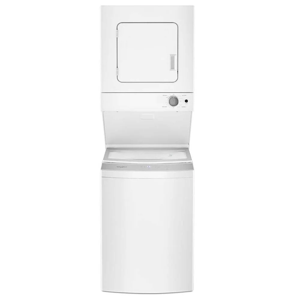 Whirlpool 1.6 Cu. Ft. Electric Stacked Laundry Center with AutoDry & Glass Lid - White