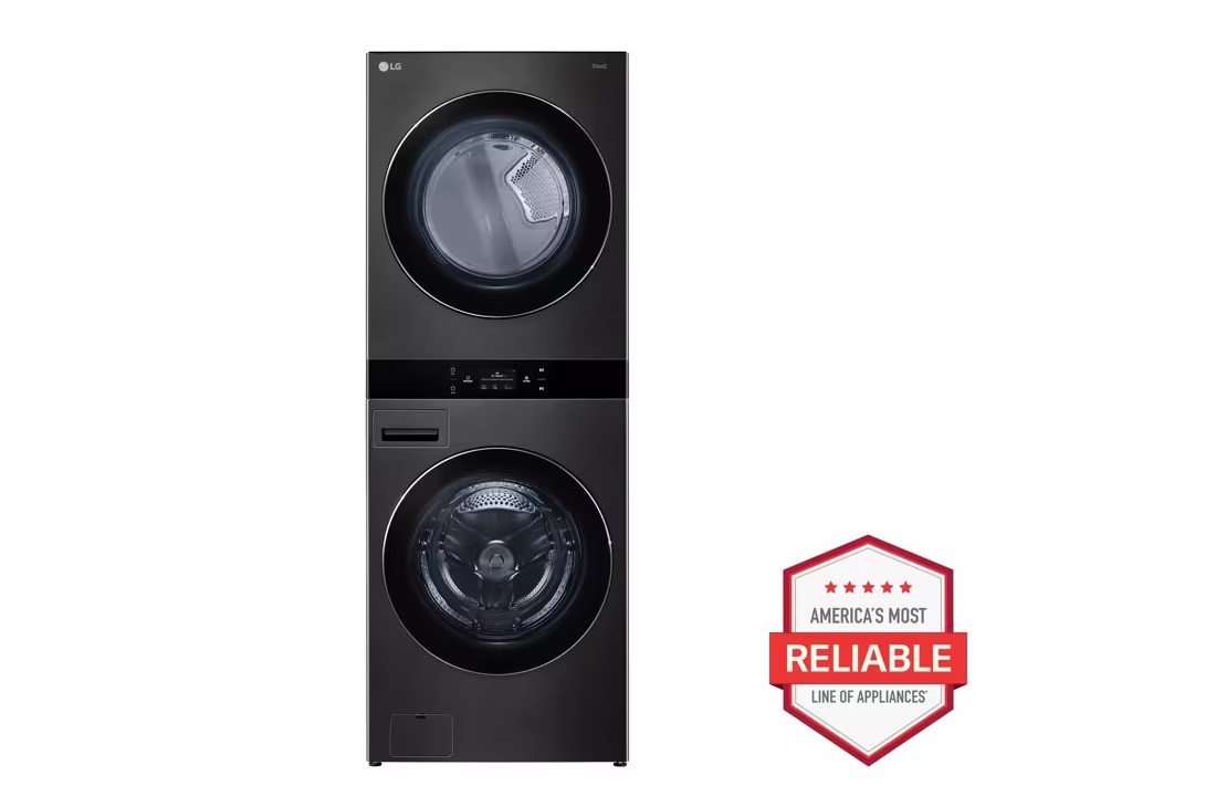 Front Load LG WashTower™w. Center Control® 5.0 cu.ft. Washer & 7.4 cu.ft. Electric Dryer(Black Steel)