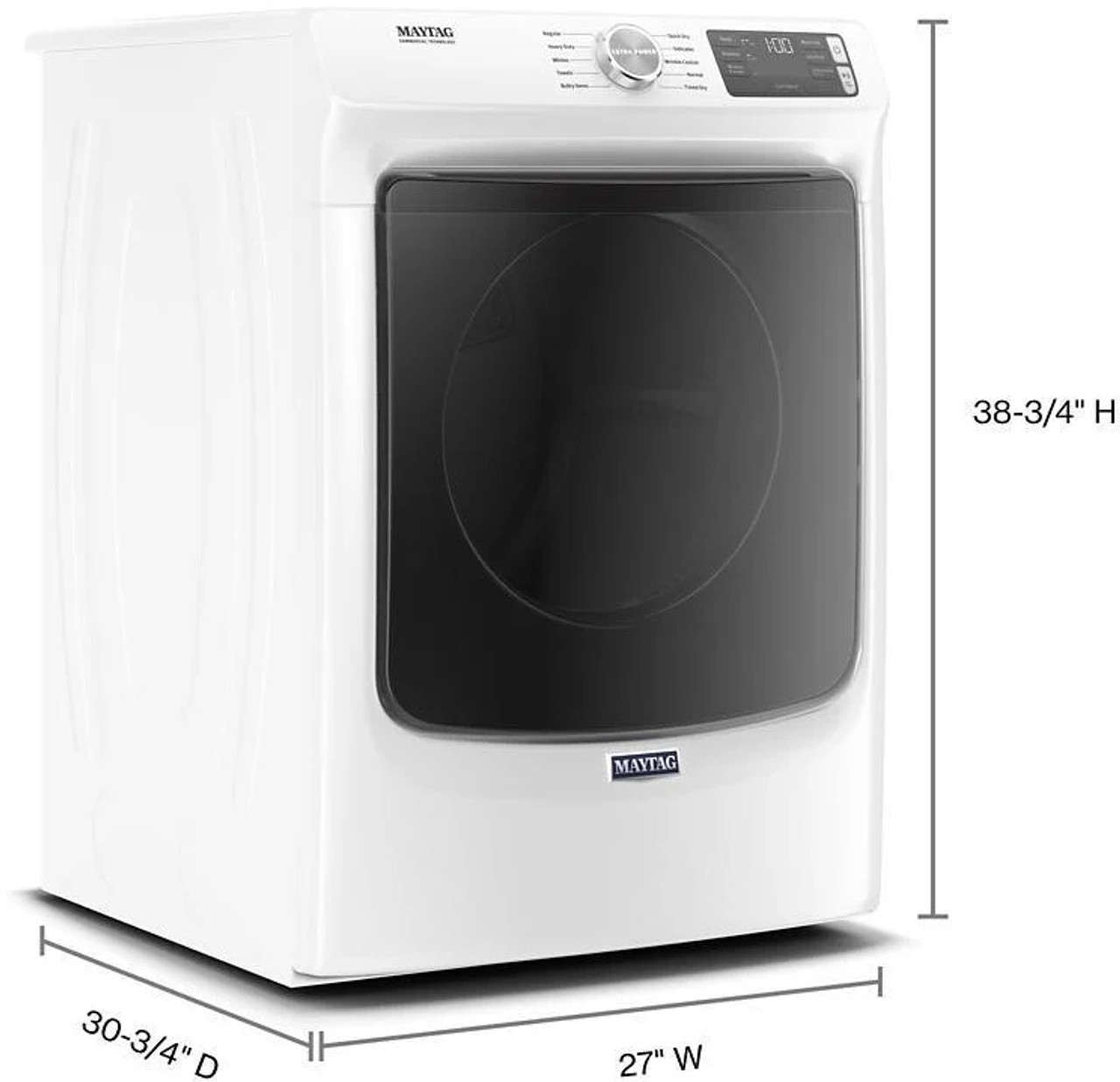 Maytag 7.3 cu. ft. 240-Volt White Stackable Electric Vented Dryer with Quick Dry Cycle, ENERGY STAR
