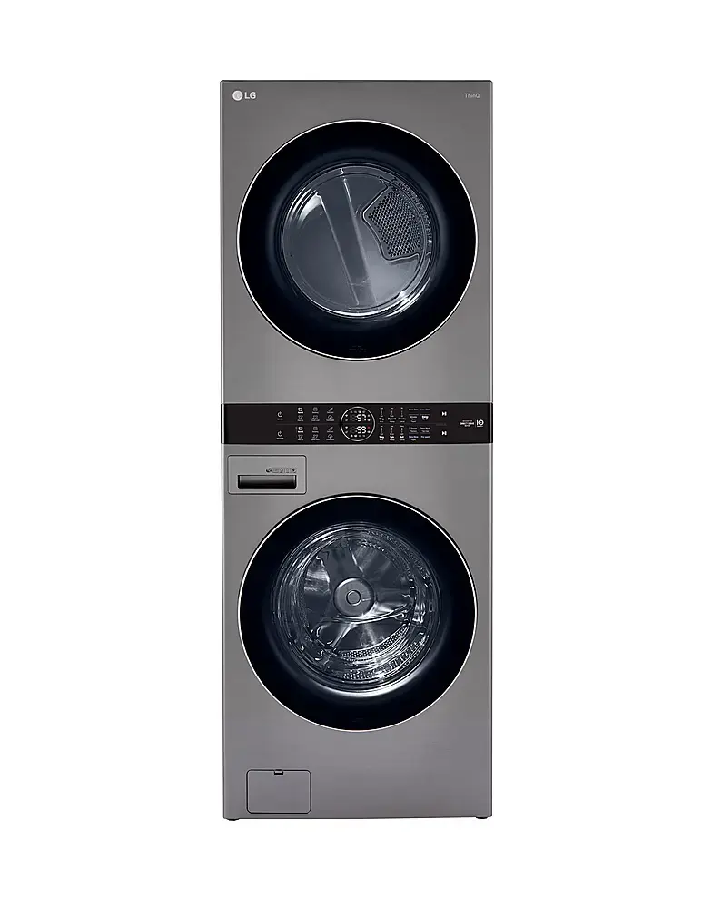 WKG101HVA LG – 4.5 Cu. Ft. HE Smart Front Load Washer and 7.4 Cu. Ft. Gas Dryer WashTower with Built-In Intelligence – Graphite Steel
