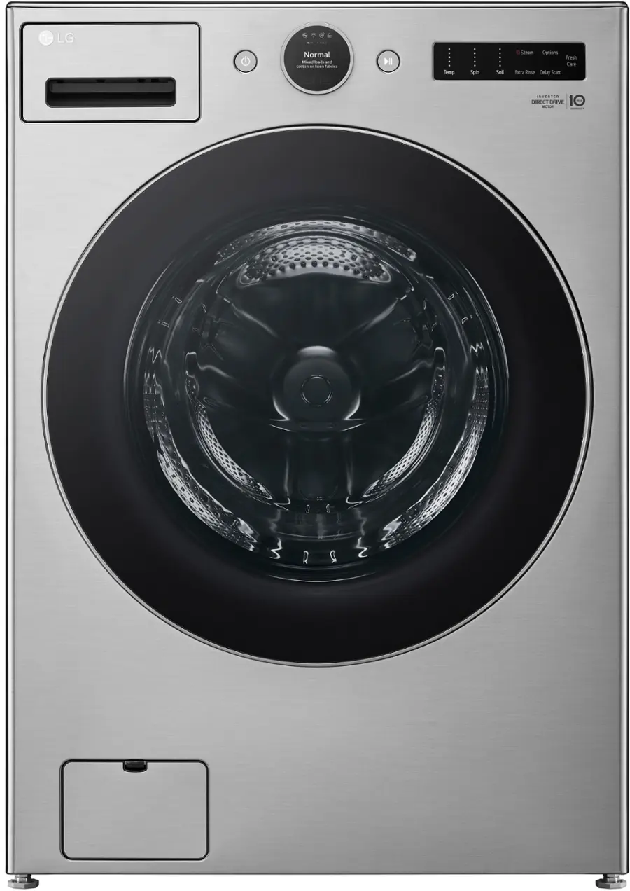 WM5700HVA LG – 4.5 Cu. Ft. High-Efficiency Stackable Smart Front Load Washer with Steam and and ezDispense – Graphite Steel
