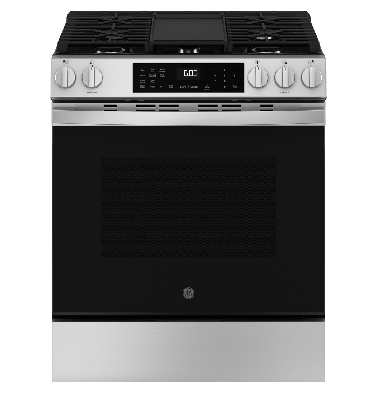 GGS600AVES GE® 30″ Slide-In Front-Control Convection Gas Range with No Preheat Air Fry and EasyWash™ Oven Tray